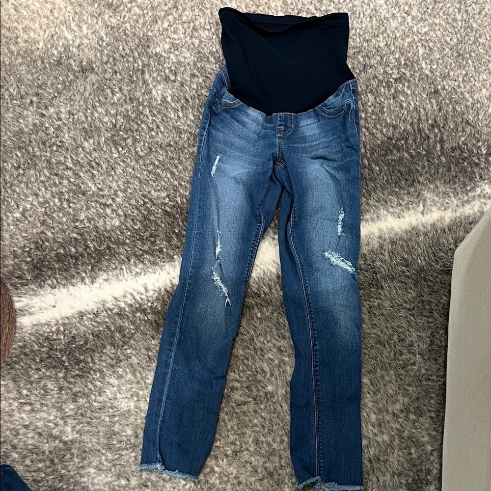 1822 Denim Distressed Blue Straight Leg Jeans